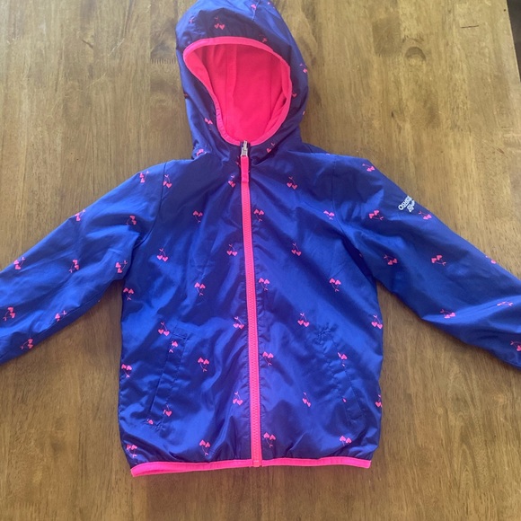 OshKosh B'gosh | Navy & Pink Cherry Fleece Reversible Hooded Jacket - Girls - Picture 1 of 10